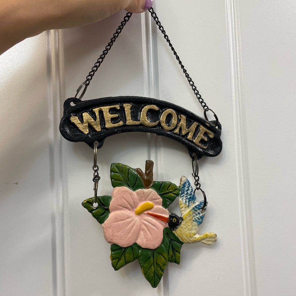 Retro small double sided welcome sign